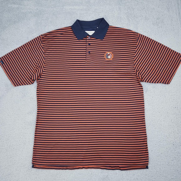 Vintage U.S. Open Pinehurst No.2 Polo Shirt Mens Large Navy Orange Tehama 2005 - Picture 2 of 16
